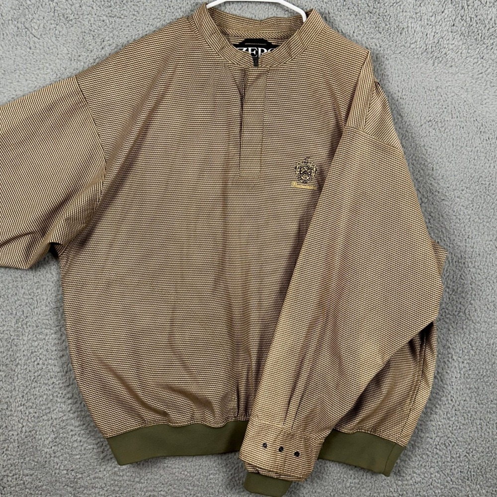 Zero Restriction Golf Jacket Pullover‎ Men XL Tan Bedminster Snap Button Trunks
